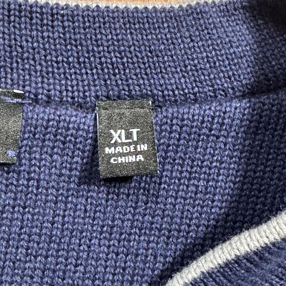 Cypress Links Golf Sweater Vest XLT Navy Blue Cotton Cable Knit V-Neck Pullover - Picture 5 of 7